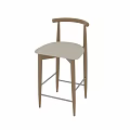 Stylish Wooden Dining Chair With Curved Backrest And White Padded Seat