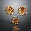 Three Golden Flower Shaped Furniture Decorations For Elegant Home Decor