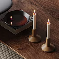 Elegant Candle Lamps On Wooden Table With Open Book And Warm Glow