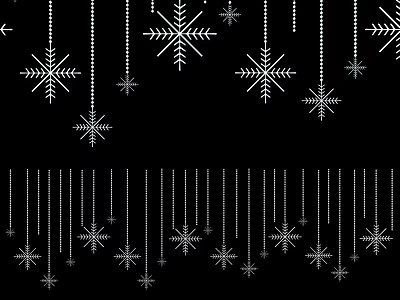 Shiny Silver Snowflake Hanging Ornaments On Black Background With Decorative Details 3d model