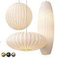 White Fabric Pendant Lights With Various Shapes Hanging In Modern Design
