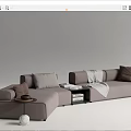 Modern Grey Sectional Sofa With Plush Cushions Throw Blanket And Side Table 3d model