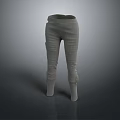 High Waist Gray Cargo Pants With Side Pockets And Wrinkled Texture 3d model