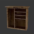 Wooden Open Storage Cabinet With Multiple Shelves And Top Surface For Home Use