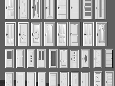 Various Stylish Swing Doors with Panel and Glass Design Options 3d model