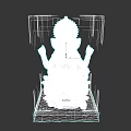Detailed White Ganesha Sculpture With Multi Armed Design Seated On Base
