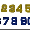 Decorative Inflatable Yellow Numbers 8 4 5 on Black Background
