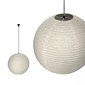 Modern Cream Colored Paper Pendant Lights With Round And Oval Shapes And Striped Texture
