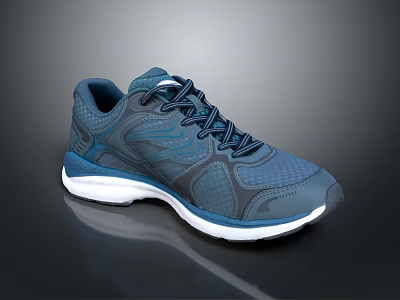 Blue Athletic Sneakers With Mesh Upper White Sole And Dark Blue Laces 3d model