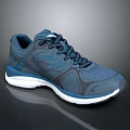 Blue Athletic Sneakers With Mesh Upper White Sole And Dark Blue Laces