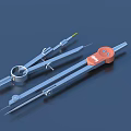 Precision Drawing Compasses and Tools Set with Metal Construction and Orange Adjusters 3d model