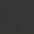 Metal Spherical Frame Decorative Art Piece With Support Legs And Circular Top Panel