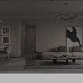 Modern guest restaurant sofa chandelier dining table and chair combination 3d model