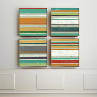 Modern abstract painting simple green commercial space abstract decorative painting 3d model