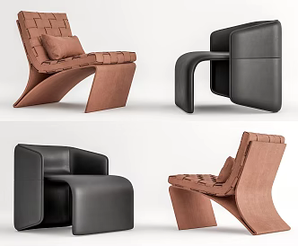 Minotti leather lounge chair SU model 3d model