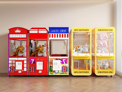 Amusement Park With Colorful Claw Machines 3d model