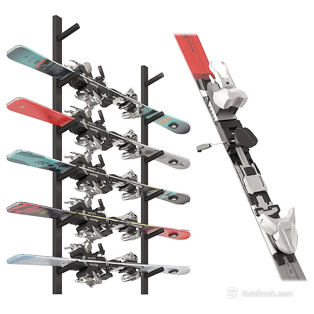Sturdy Ski Storage Rack For Efficiently Organizing Multiple Skis As Sporting Equipment 3d model 