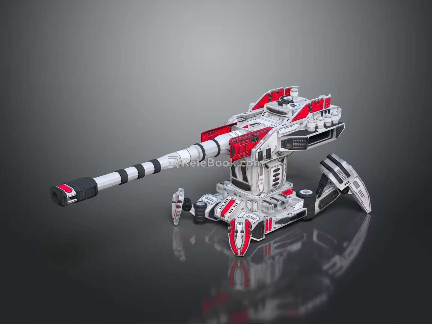 Turret Turntable Railgun Sci-fi Tower Defense Game Tower Defense Sci-fi Turret Game Turret Game Battery 3d model