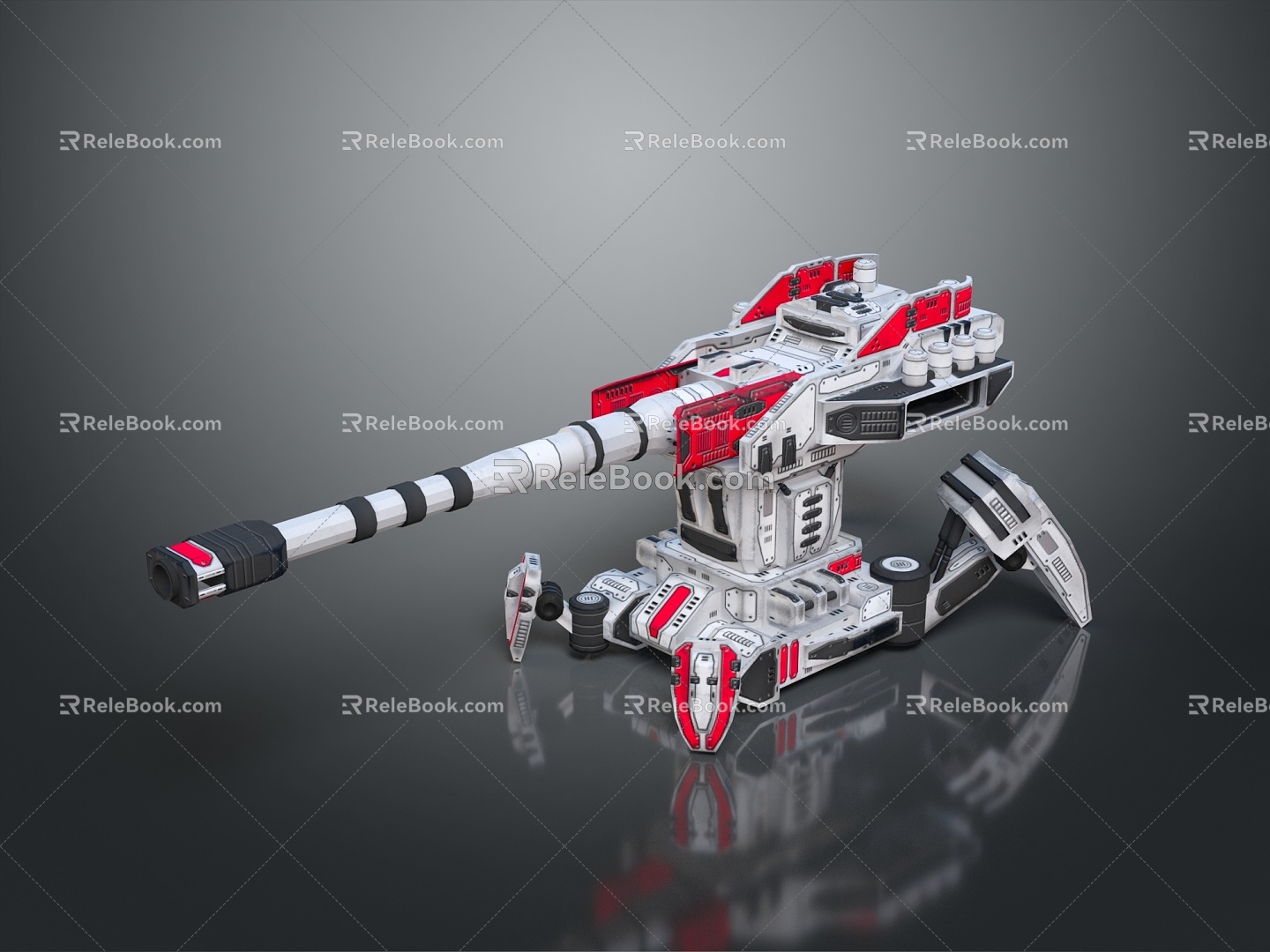 Turret Turntable Railgun Sci-fi Tower Defense Game Tower Defense Sci-fi Turret Game Turret Game Battery 3d model