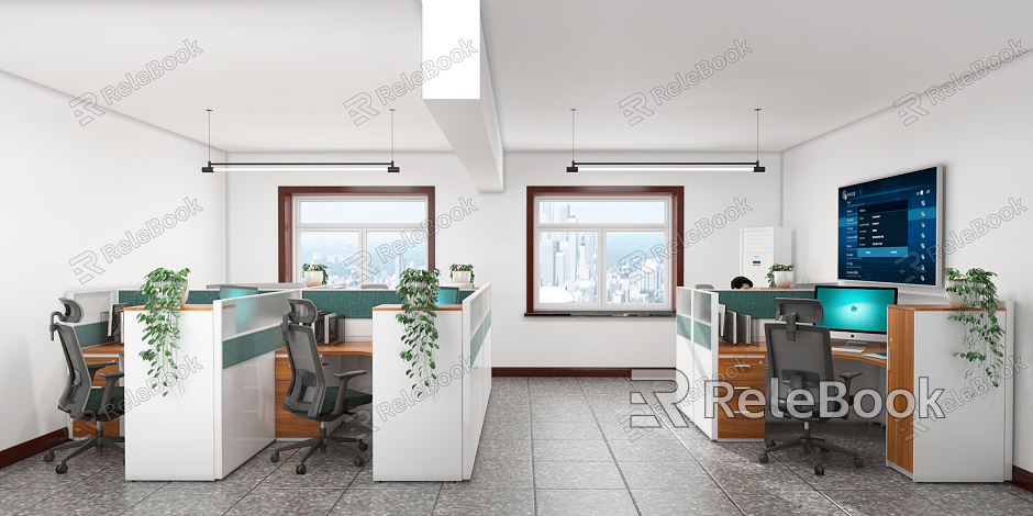 Modern Public Office Area Office Screen Workstation Staff Desk Desk model