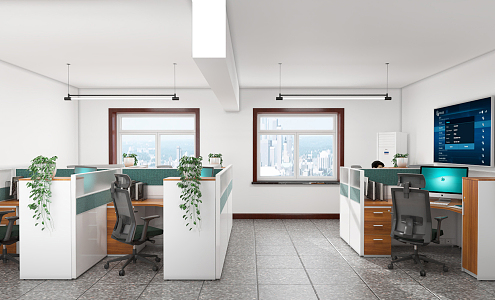 Modern Public Office Area Office Screen Workstation Staff Desk 3d model