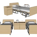 Quality Medical Beds with Wheels Safety Rails and Wooden Bedside Cabinets