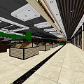 Supermarket Fresh Fruits Vegetables Display Shelves in Spacious Aisle With Bright Lighting