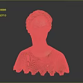 Classical Female Bust Sculpture With Curled Hair Rosy Cheeks And Decorative Collar