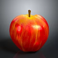 Fresh Ripe Red and Yellow Apple with Shiny Surface on Gray Background