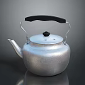 Silver Aluminum Kettle With Black Handle And Lid Knob For Home Daily Use