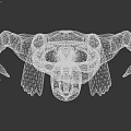 3D Monstrous Humanoid Creature Model With Skeleton Head Emaciated Body And Bloodstained Skin
