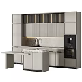 Modern Kitchen Cabinets With Marble Countertop Sink Coffee Machine And Oven