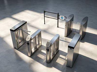 Modern Public Facility Entry Turnstiles With Metal Structure And Wheelchair Accessible Design 3d model