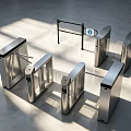 Modern Public Facility Entry Turnstiles With Metal Structure And Wheelchair Accessible Design