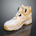 Stylish White And Gold High Top Shoes With Velcro Straps And Thick Sole Design