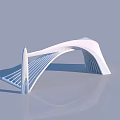 Modern Curved White Entrance Gate With Tall Tower And Blue Sky