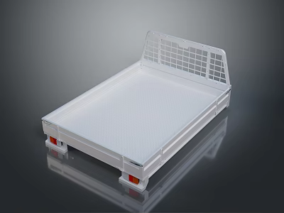 White Truck Bed With Mesh Tailgate Textured Surface And Red Reflectors 3d model