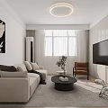 Modern Open Living Dining Room Interior With Light Sofa Dining Table And Wall Decor 3d model