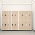 Wooden Wardrobe Lockers Arranged In Rows With Multiple Doors For Storage 3d model
