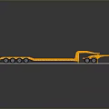 Yellow Lowboy Trailer With Flatbed And Multiple Wheels For Heavy Transportation 3d model