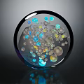 Decorative Ornament Set With Transparent Glass Sphere And Colorful Small Beads Inside