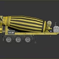 Yellow Black Striped Concrete Mixer Truck With Mixing Drum And Wheels