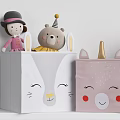 Cute Decorative Ornament Set With Unicorn Bear Deer Rabbit Figurines Frames And Storage Boxes 3d model