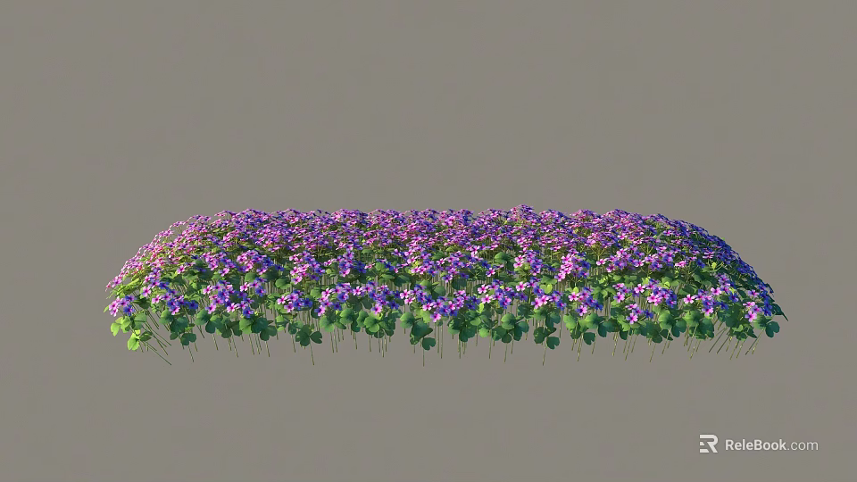 Lush Shrubs With Purple Flowers And Green Leaves In Garden Landscape 3d model 