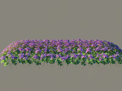 Lush Shrubs With Purple Flowers And Green Leaves In Garden Landscape 3d model
