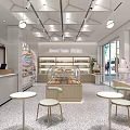 Modern Dessert Shop Interior With Glass Display Cases Fresh Pastries And Bright Lighting