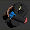 Professional Copper Pneumatic Spray Gun With Black Blue Red Components