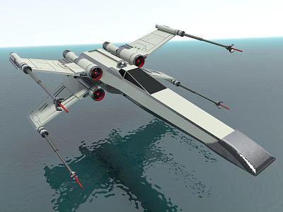 Sleek Gray Fighter Jet Flying Over Calm Water With Extended Wings And Mounted Weapons 3d model