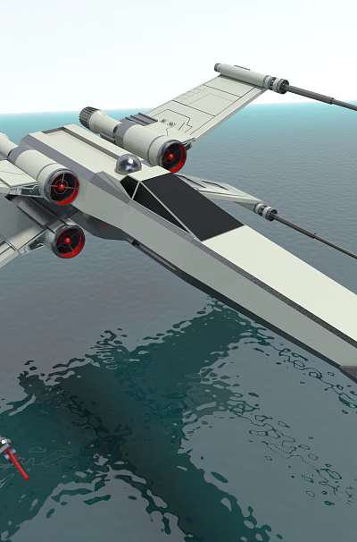 Sleek Gray Fighter Jet Flying Over Calm Water With Extended Wings And Mounted Weapons 3d model