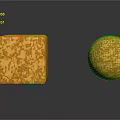 Orange Textured Cube And Sphere With Intricate Patterns On Black Surface